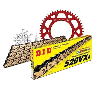 Zestaw łańcuchów DID Alu 520VX3 / 114 nitowy zamek czerwony do Honda CRF R, HM CRE F RX CR 250/450 ccm rok prod. 1995-2020 - Części motocyklowe - miniaturka - grafika 1