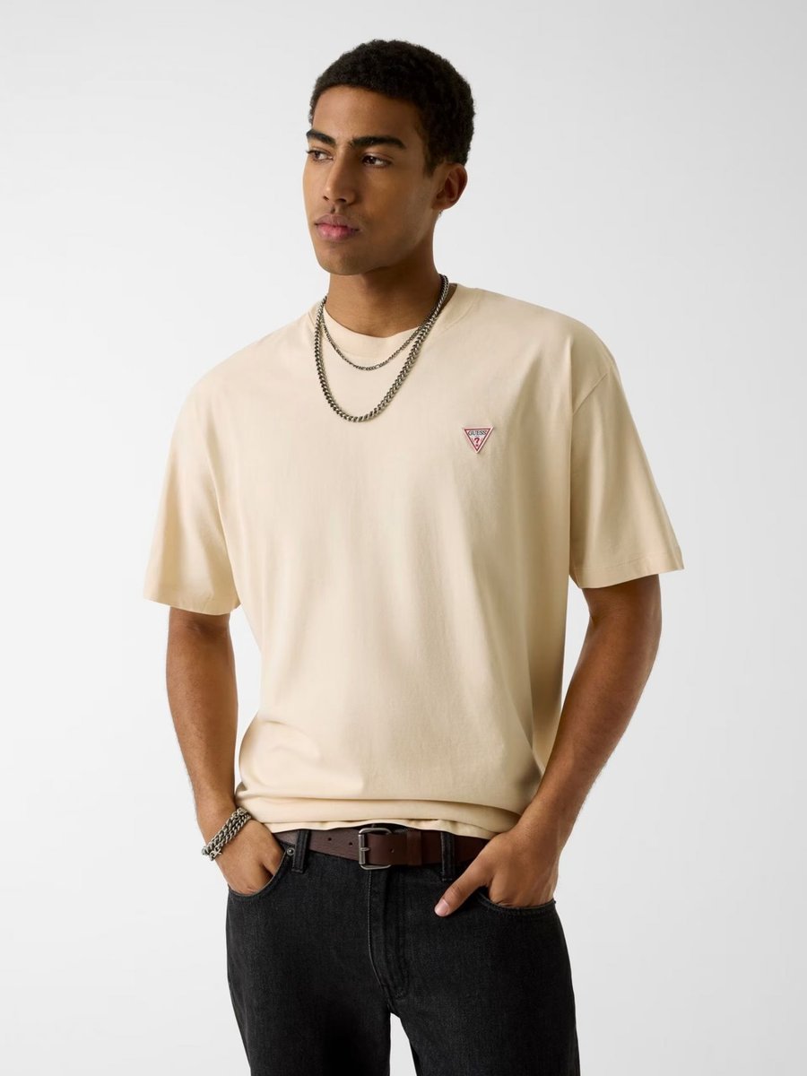 t-shirt uomo guess denim m4yi46 k8fq4 triangle tee g1w7 biscotti