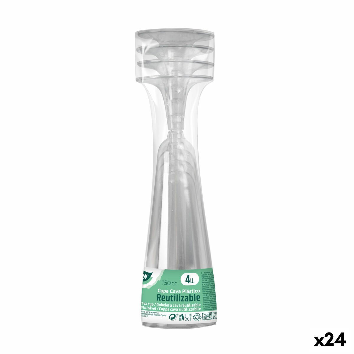 Kieliszki do szampana wielokrotnego użytku Algon przezroczyste 24 sztuki 150 ml (4 sztuki)