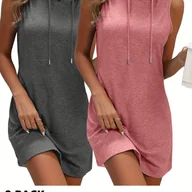 Sukienki - TEMU Kolorowa Sukienka z Kapturem dla Kobiet - Dwuczęściowy Zestaw - miniaturka - grafika 1