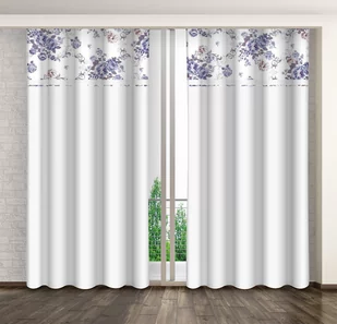 Zasłona gotowa na żabki, 160x250, biała w kwiaty, ZMO-057 - Zasłony - miniaturka - grafika 1