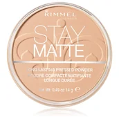 Pudry do twarzy - Rimmel Stay Matte Long Lasting Pressed Powder puder w kamieniu 004 Sandstorm 14g - miniaturka - grafika 1