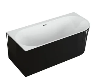 Polimat Wanna narożna lewa Sola 170x75 cm owalna czarny połysk syfon i przelew chrom 00671 - Wanny Polimat Wanna narożna lewa Sola 170x75 cm owalna czarny połysk syfon i przelew chrom 00671 - Wanny - miniaturka - grafika 1