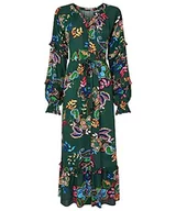 Sukienki - Joe Browns Damska sukienka maxi z falbanką zapinana na guziki z długim rękawem, zielona, 12, ZIELONY, 38 - miniaturka - grafika 1