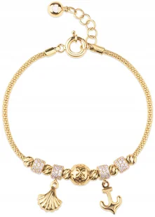 ZŁOTA BRANSOLETKA MODUŁOWA Z ZAWIESZKAMI I KAMIENIAMI SEA STORIES 14KT 585 - Bransoletki - miniaturka - grafika 1