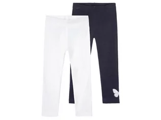 Spodnie i spodenki dla dziewczynek - LUPILU LUPILU Legginsy dziewczęce, 2 pary (98/104, Granatowy/ biały) - grafika 1