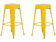 Taborety i hokery - Beliani Zestaw 2 hokerów barowych czerwone wysokość 76 cm CABRILLO - miniaturka - grafika 1