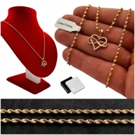 Naszyjniki - ZŁOTY NASZYJNIK SERCE INFINITY NIESKOŃCZONOŚĆ Z CYRKONIAMI PREZENT DLA NIEJ - miniaturka - grafika 1