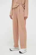 Spodnie damskie - Dkny spodnie dresowe kolor brązowy gładkie - DKNY - miniaturka - grafika 1
