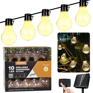 Girlanda ogrodowa solarna 10 LED, łańcuch świetlny 3,8m - Lampy ogrodowe - miniaturka - grafika 1