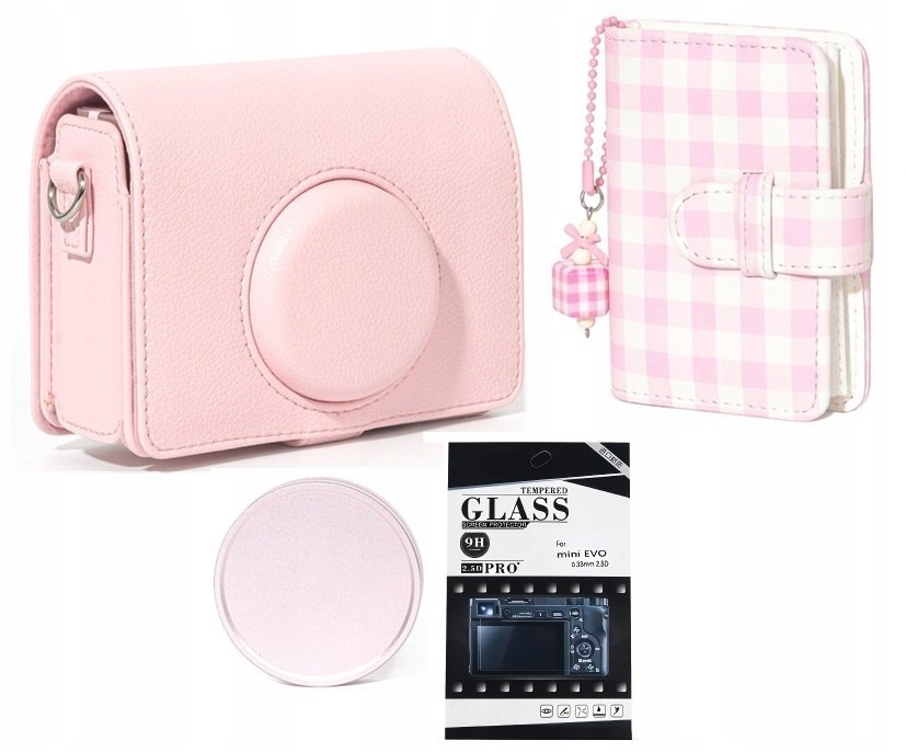 Pokrowiec LoveInstant Zestaw 4w1 Futerał Etui Osłona Lcd Album Dekielek Do Fuji Instax Mini Evo / Różowy