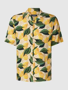 Koszule męskie - Koszula casualowa o kroju tailored fit z wiskozy ze wzorem na całej powierzchni - grafika 1