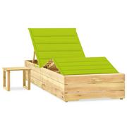 Leżaki ogrodowe - Leżak z poduszką i stolikiem jasnozielony - Mitros - miniaturka - grafika 1