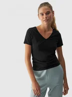 Koszulki sportowe damskie - Damski t-shirt basic 4F 4FWAW24TTSHF1649 - czarny - miniaturka - grafika 1
