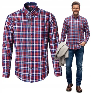 KOSZULA Męska z Długim Rękawem w KRATKĘ Bawełniana Regular Fit Pako Jeans - Koszule męskie - miniaturka - grafika 1