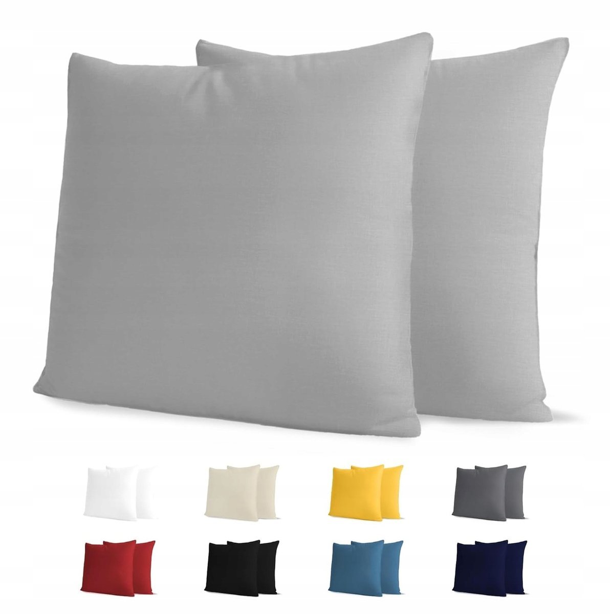 POSZEWKI NA PODUSZKI SZARE BAWEŁNA DŻERSEJ 65X65CM KOMPLET 2 SZTUKI GŁADKIE