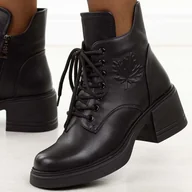 Botki damskie - Czarne skórzane botki damskie Vinceza 39950 - miniaturka - grafika 1