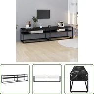 Szafki RTV - The Living Store szafka pod telewizor czarny marmur 180x40x40,5 cm szkło hartowane - miniaturka - grafika 1