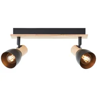Lampy sufitowe - Lampa Brilliant Daintree spot bar 2 lampy drewno/aluminium czarny brąz 2x D45, E14, 28 W - miniaturka - grafika 1