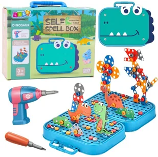 Zestaw Do Skręcania DIY Walizka Układanka Dinozaury Klocki Wkrętarka 228el. EDUKAMP - Układanki dla dzieci - miniaturka - grafika 1