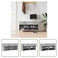 Szafki na buty - The Living Store Ławka na buty betonowa szara 102x35x55 cm Materiał drewnopochodny - miniaturka - grafika 1