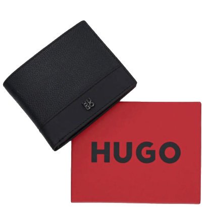 Portfel męski skórzany HUGO BOSS poziomy skóra naturalna czarny