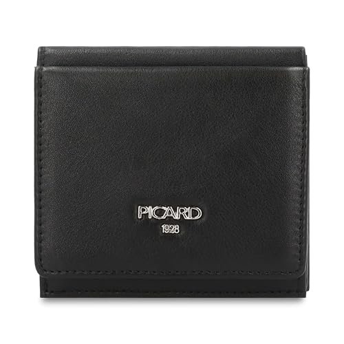 Picard Damski portfel Bingo ze skóry naturalnej średniej z zatrzaskiem portmonetka na co dzień, czarny, 10 x 11 x 2 cm