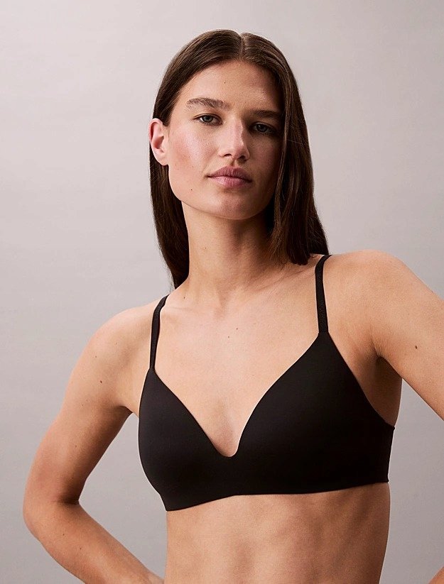 CALVIN KLEIN CZARNY GŁADKI BIUSTONOSZ PUSH UP Z ELASTANEM 80C 7AA