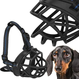 Springos Kaganiec dla psa rozm. S fizjologiczny z regulowanymi paskami czarno-niebieski UNIWERSALNY - Kagańce dla psów - miniaturka - grafika 1