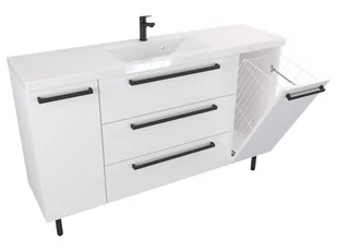 Szafka Stojąca Z Umywalką ATH 140 cm DK - Biały Mat - Uchwyty Czarne Matowe - Szafki łazienkowe - miniaturka - grafika 1