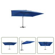 Parasole ogrodowe - The Living Store Parasol z LED i aluminiowym słupkiem - 400x300 cm - niebieski - Parasol Wiszący - miniaturka - grafika 1