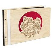 Albumy fotograficzne - Album Na Zdjęcia Wyklejany Bukiet Kwiatów Z Pierwszą Stroną W Kolorze W Drewnianej Oprawie Z Czarnymi Kartami Z Grawerem - miniaturka - grafika 1