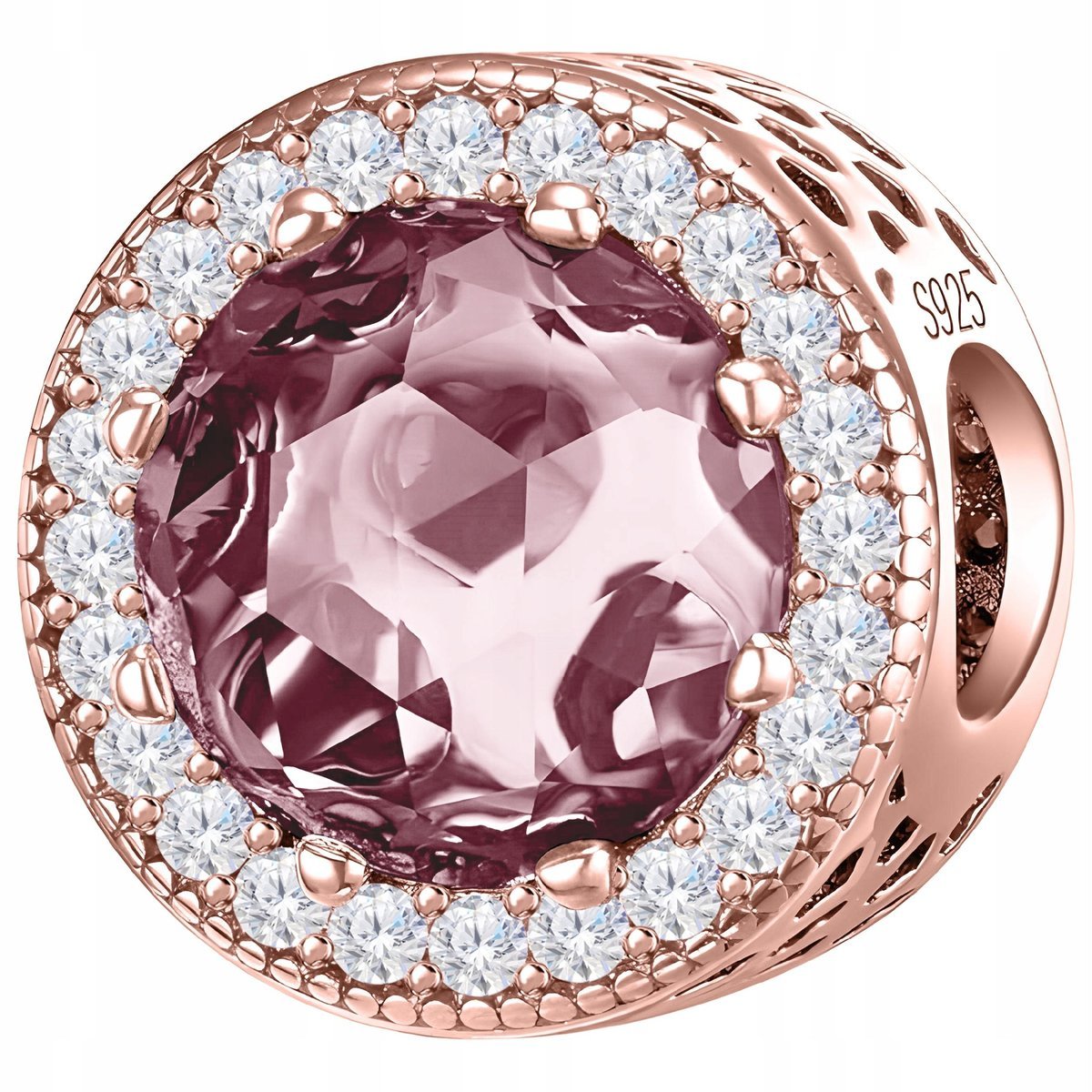 Charms Pozłacany Koralik Klejnot z Cyrkoniami Kamień Serce Love SREBRO 925