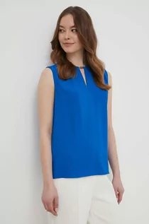 Bluzki damskie - Calvin Klein bluzka damska kolor niebieski gładka - grafika 1