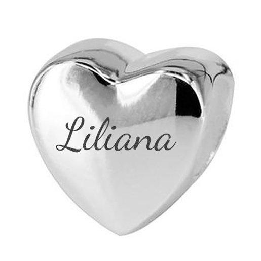 Charms Srebrny Serce z Imieniem Grawerem Imię Liliana SREBRO 925 + GRAWER