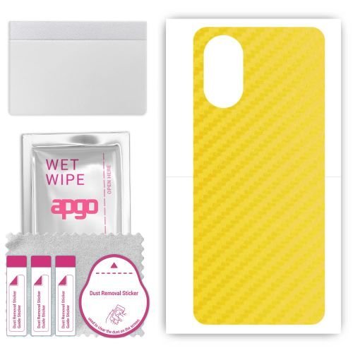 folia naklejka skórka strukturalna na TYŁ do Oppo A18 - Carbon Żółty - apgo SKINS