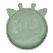 Śliniaki i fartuszki - Nuuroo silikonowy talerzyk obiadowy duży GIRAF Light Green - miniaturka - grafika 1