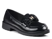 Półbuty damskie - Półbuty damskie S.Barski HY52-319 czarne wsuwane lakierowane eleganckie-36 - miniaturka - grafika 1