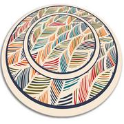 Dywany - Modny winylowy dywan okrągły wewnętrzny konturowe liście fi150 cm - miniaturka - grafika 1