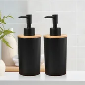 Inne - TEMU Zestaw 2 sztuk Czarnych Dozowników do Mydła z - Bez BPA, Samodzielne Pojemniki na Środek do Dezynfekcji Rąk i Szampon do Łazienki - miniaturka - grafika 1