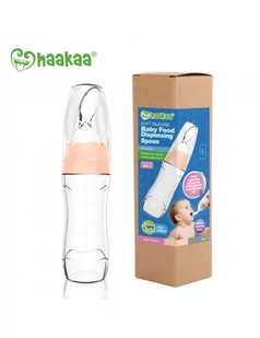 Haakaa Silikonowa butelka z łyżeczką do podawania pokarmu 120ml,Peach - Butelki dla niemowląt - miniaturka - grafika 1