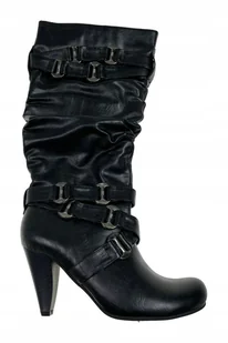 Czarne skórzane kozaki na słupku TwoLips 36 - Kozaki damskie - miniaturka - grafika 1