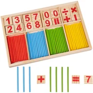 Mały naukowiec - Patyczki do Nauki Liczenia Drewniane Liczydło Cyferki + Znaki Matematyczne KRUZZEL - miniaturka - grafika 1