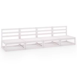 vidaXL 4-osobowa sofa ogrodowa, biała, lite drewno sosnowe - Ławki ogrodowe - miniaturka - grafika 1