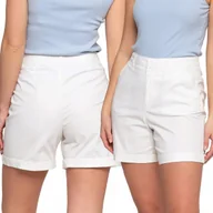 Spodenki damskie - SPODENKI DAMSKIE BAWEŁNIANE ELEGANCKIE Z PASKIEM KRÓTKIE SZORTY MORAJ L WHITE - miniaturka - grafika 1