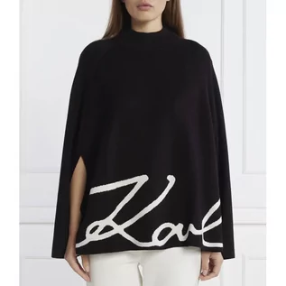 Swetry damskie - Karl Lagerfeld Ponczo karl signature cape | Loose fit - grafika 1