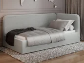 Łóżka dla dzieci i młodzieży - Tapczan jednoosobowy tapicerowany 90x200 z pojemnikiem ze stelażem Colet 04 Jasny Szary Leo - miniaturka - grafika 1