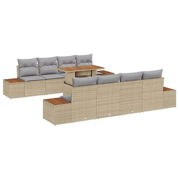 Zestaw Sof Ogrodowych Modułowych Beżowy, 5 Elementów, Rattan Naturalny