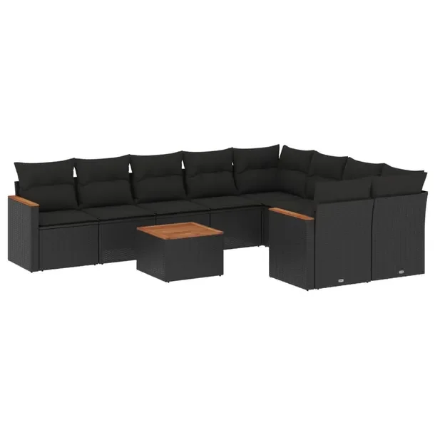 Modułowy zestaw wypoczynkowy z rattanem PE, czarny, wymiary: 62 x 62 x 69