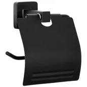 Stojaki i wieszaki na papier toaletowy - Czarny industrialny uchwyt na papier z osłoną - Lofios 4X - miniaturka - grafika 1